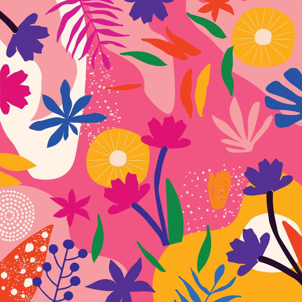 coleção de doodle de formas orgânicas coloridas. formas botânicas fofas, recortes de rabiscos infantis aleatórios de folhas e flores tropicais, ilustração vetorial de arte abstrata decorativa vetor