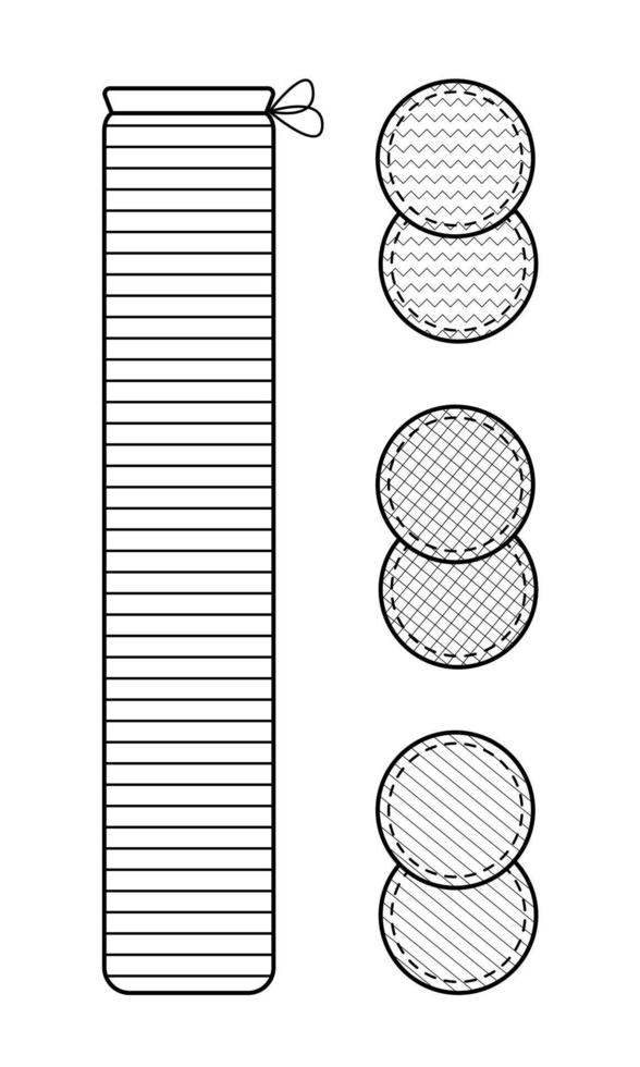 imagens desenhadas à mão de almofadas de algodão e embalagens. removedor de maquiagem. esboço de rabiscos. ilustração vetorial vetor