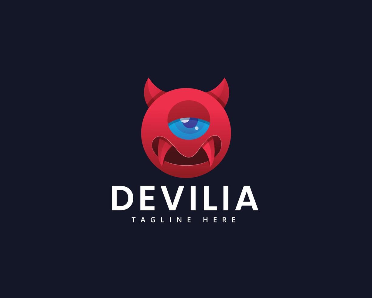 modelo de logotipo do diabo vermelho vetor