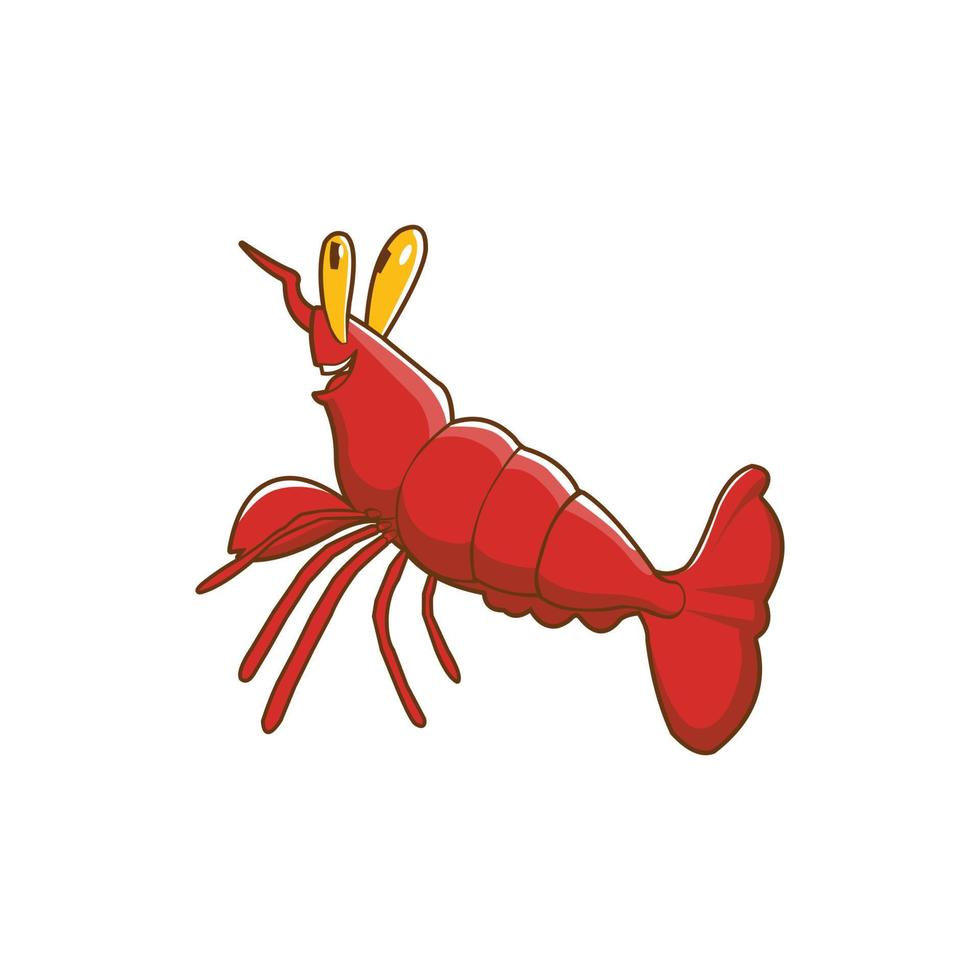 design de ilustração vetorial de desenho animado bonito de lagosta vermelha vetor