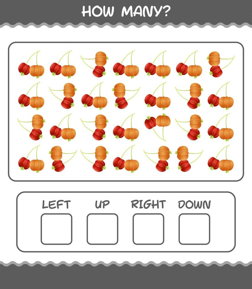 quantos desenhos animados pitanga. jogo de contagem. jogo educativo para crianças e bebês da pré-escola vetor