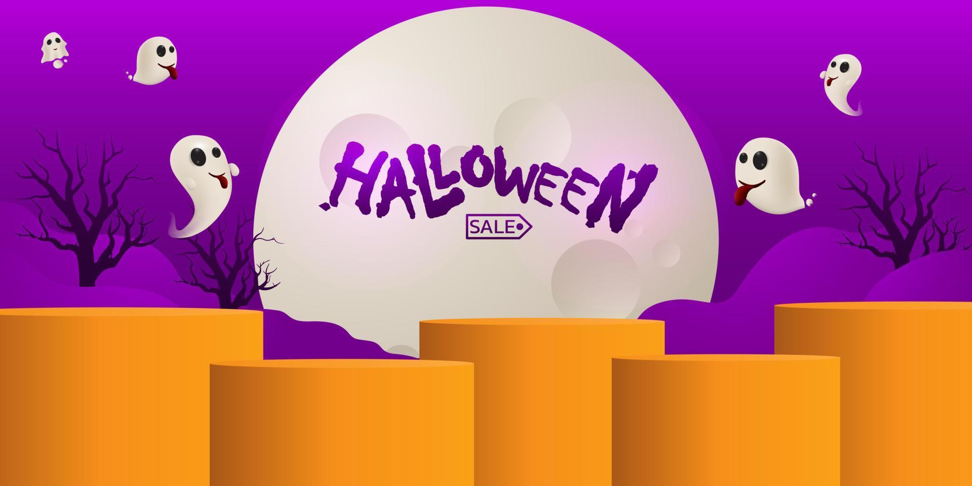 fundo de halloween para uma festa e venda no banner de halloween night.happy halloween. vetor