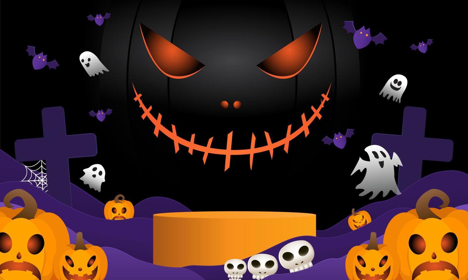 fundo de halloween para uma festa e venda no banner de halloween night.happy halloween. vetor