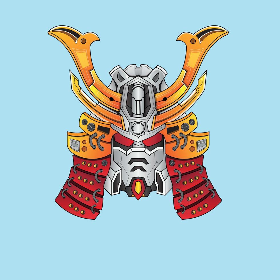 Cavaleiro de robô de cabeça de ciborgue guerreiro no fundo de ornamentos de geometria sagrada, perfeito para design de camiseta, adesivo, pôster, mercadoria e logotipo de e-sport vetor