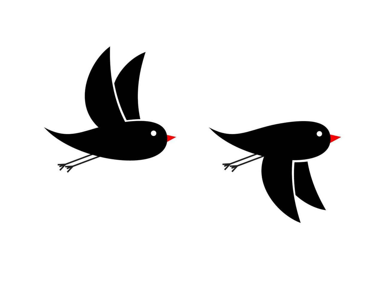 pequenos pássaros pretos voando vetor