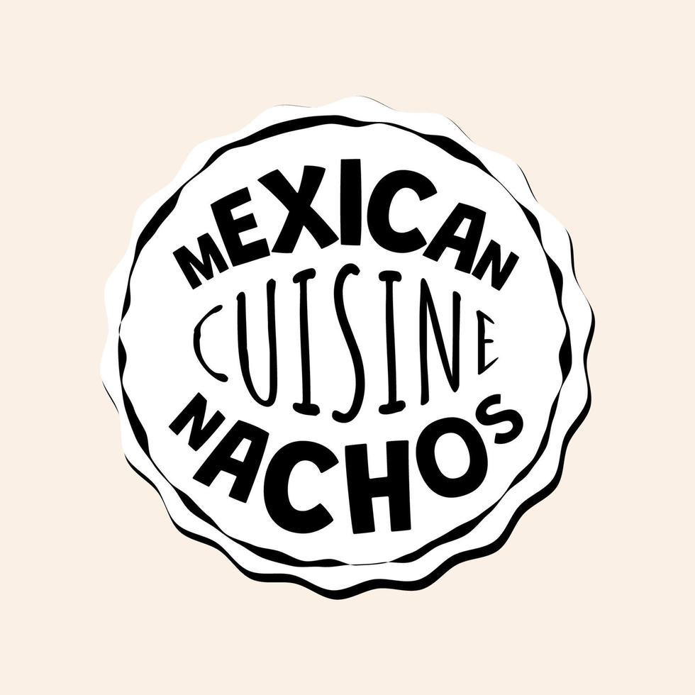 distintivo de nachos de fast food mexicano de café ou restaurante de fastfood. logotipo do círculo nacho da cozinha do méxico. logotipo de prato tradicional latino-americano. insígnia isolada de vetor de restaurante ou restaurante