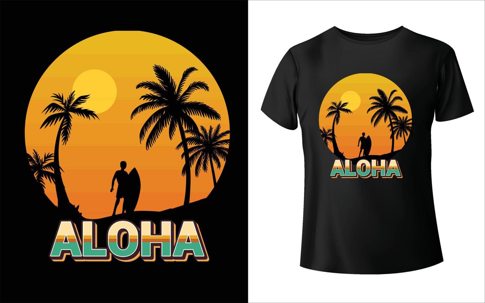 design de camiseta aloha design gráfico de camiseta de verão aloha, estampa tropical, ilustração vetorial vetor