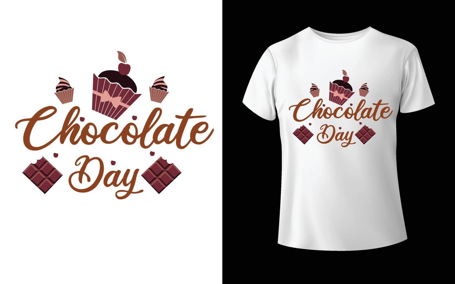 design de t-shirt do dia mundial do chocolate letras de mão de caligrafia do dia mundial do chocolate isoladas em branco. modelo vetorial para design de logotipo, pôster de tipografia, cartão postal, cartão postal, adesivo, camiseta, vetor