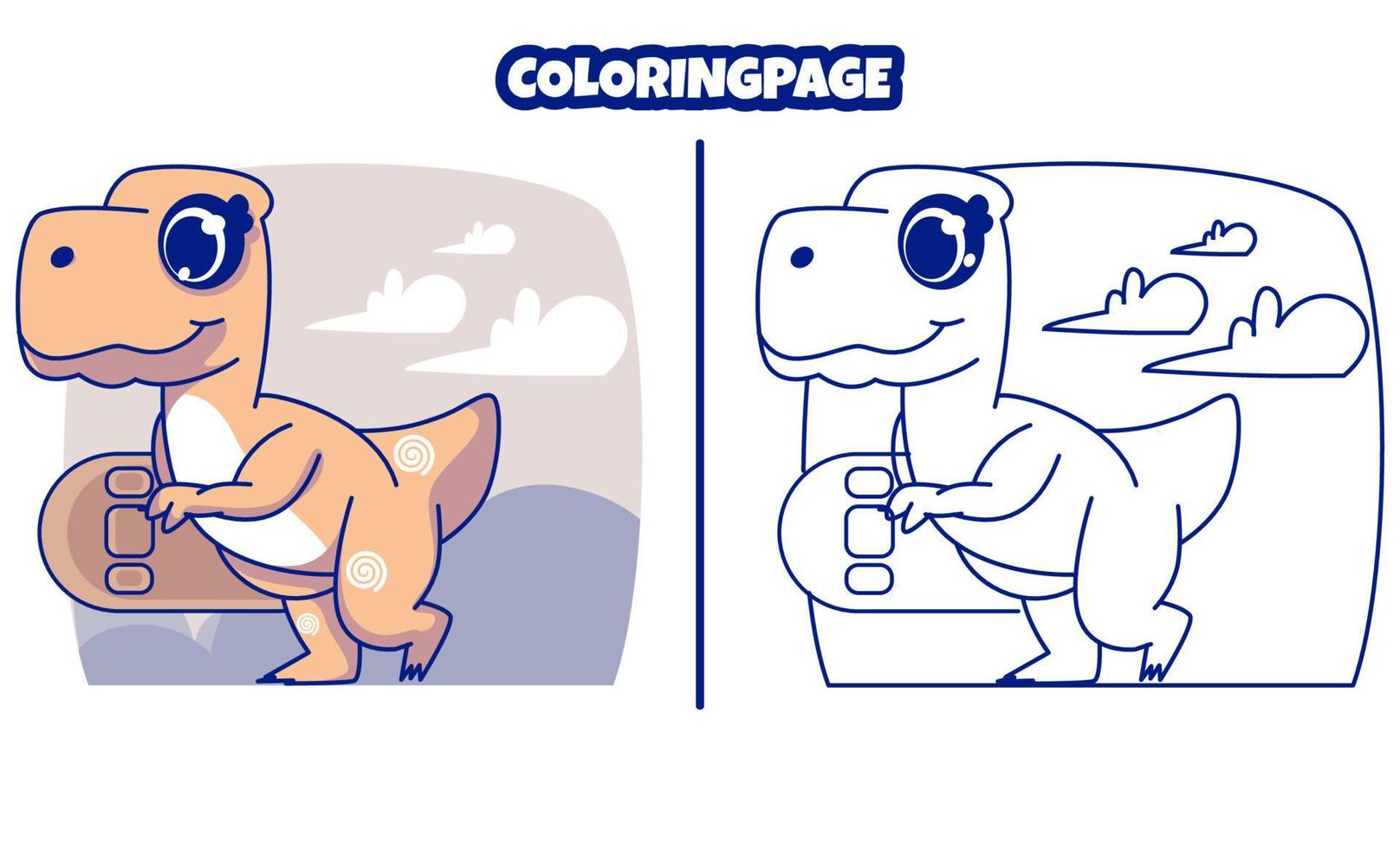 dinossauro fofo com páginas para colorir adequados para crianças vetor