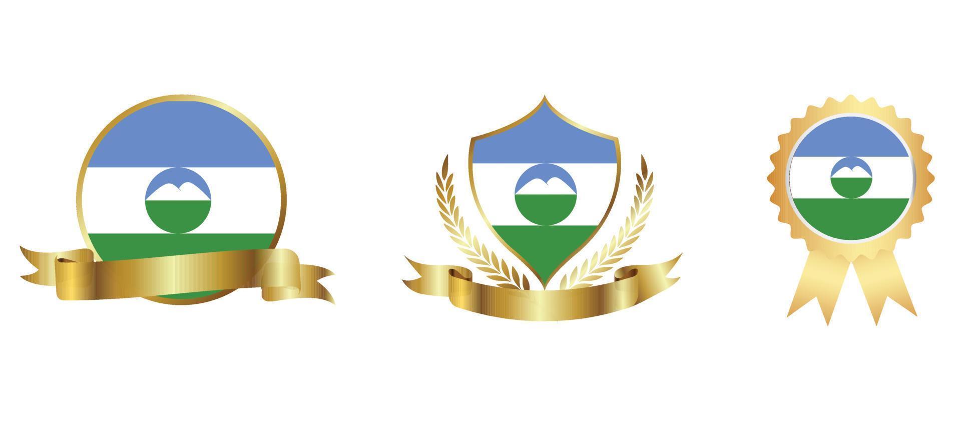 ícone da bandeira da república kabardino. conjunto de ícones da web. coleção de ícones plana. ilustração vetorial simples. vetor