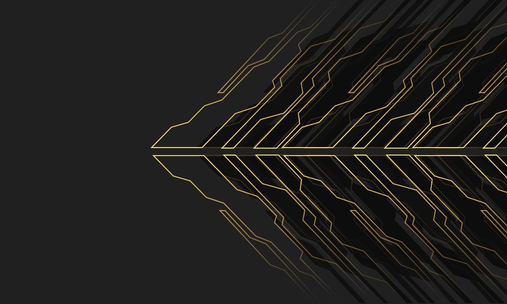 tecnologia futurista de seta cibernética de linha de ouro abstrata com vetor de fundo criativo moderno de design de espaço em branco