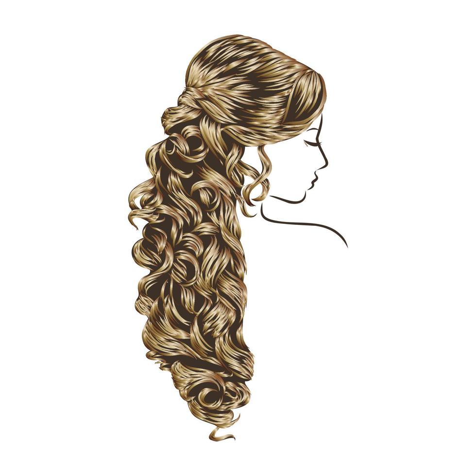 desenho vetorial de penteado feminino vetor