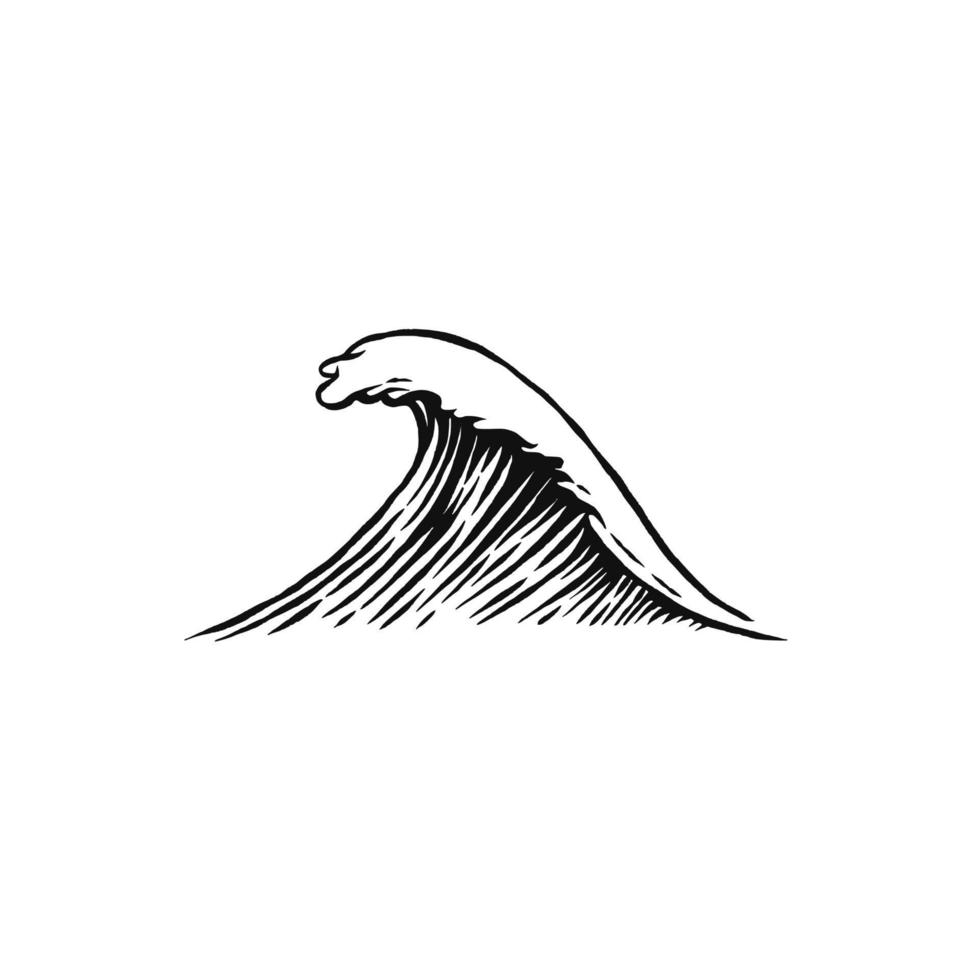 ilustração de onda vintage desenhada à mão vetor