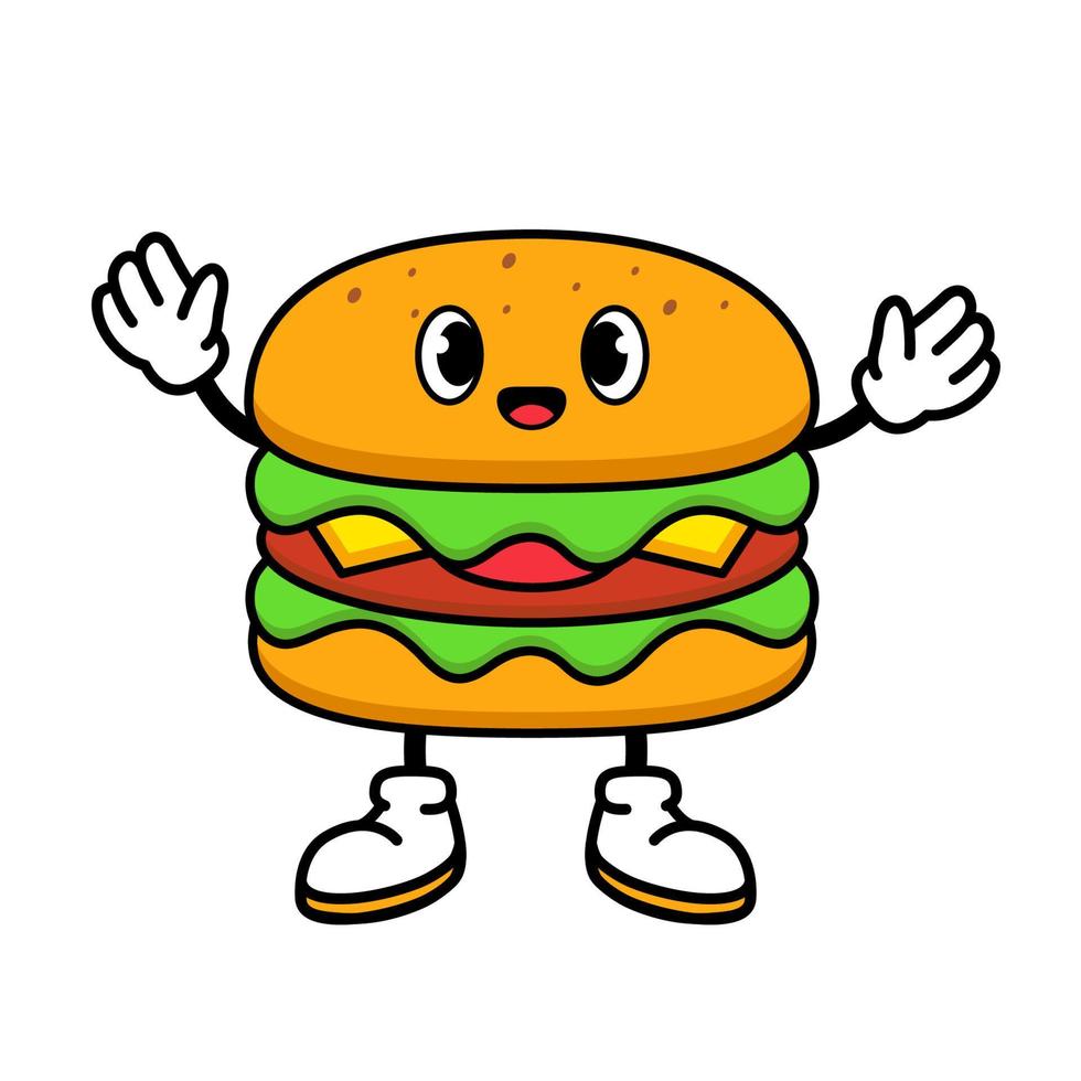 desenho de hambúrguer fofo para livro infantil vetor