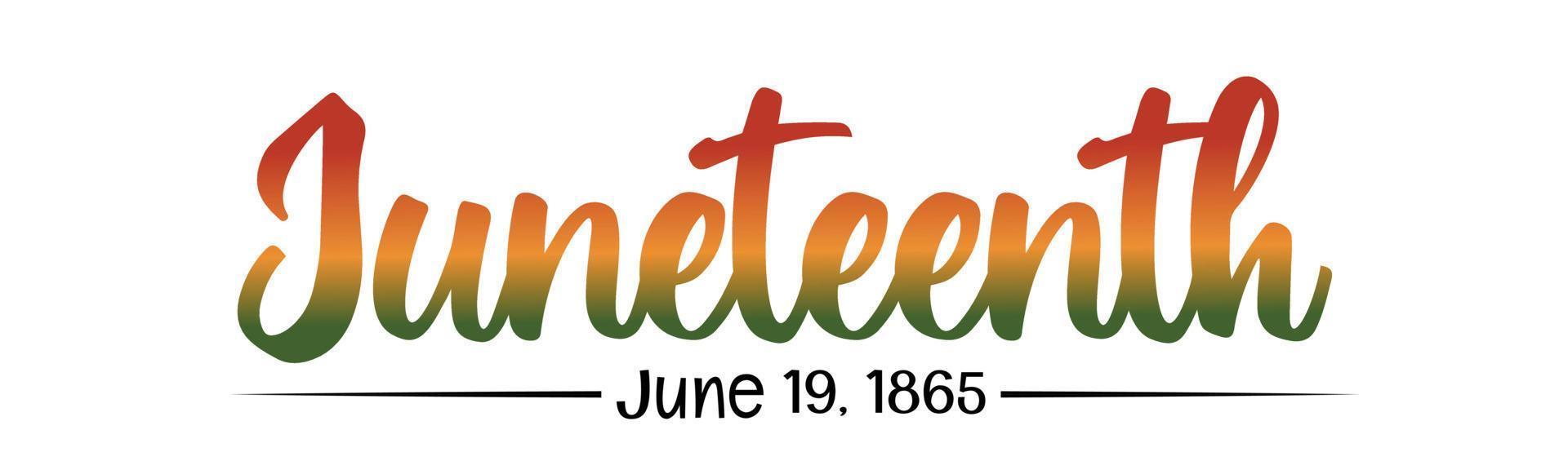 19 de junho de 1865, logotipo de letras de texto. design de logotipo de tipografia de script bonito com gradiente para cartão de felicitações, pôster, banner. ilustração vetorial isolada no fundo branco vetor