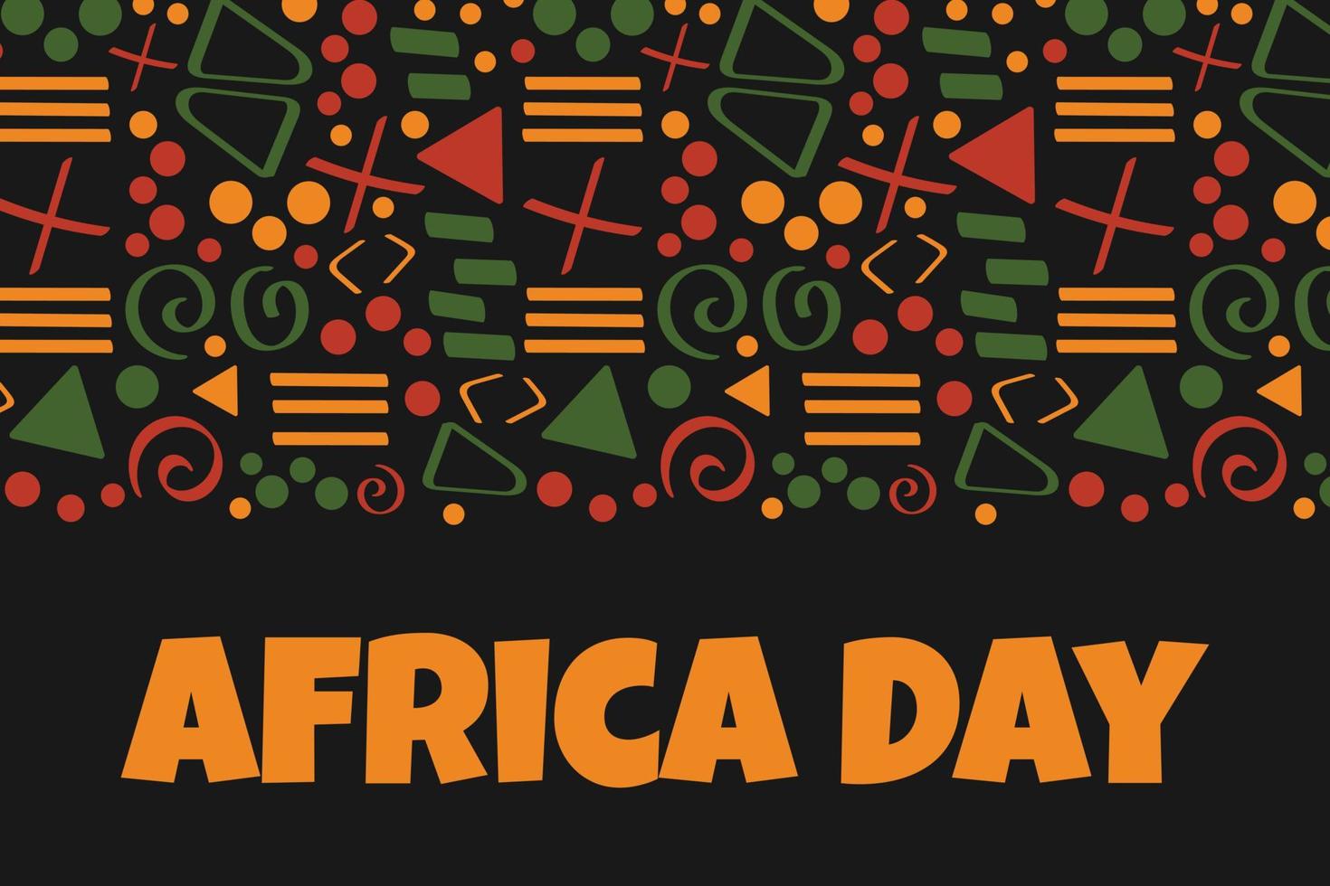 bandeira do dia de áfrica com ornamento de padrão africano tribal - vermelho, amarelo, verde. plano de fundo para banner, cartão postal, design de vetor de panfleto