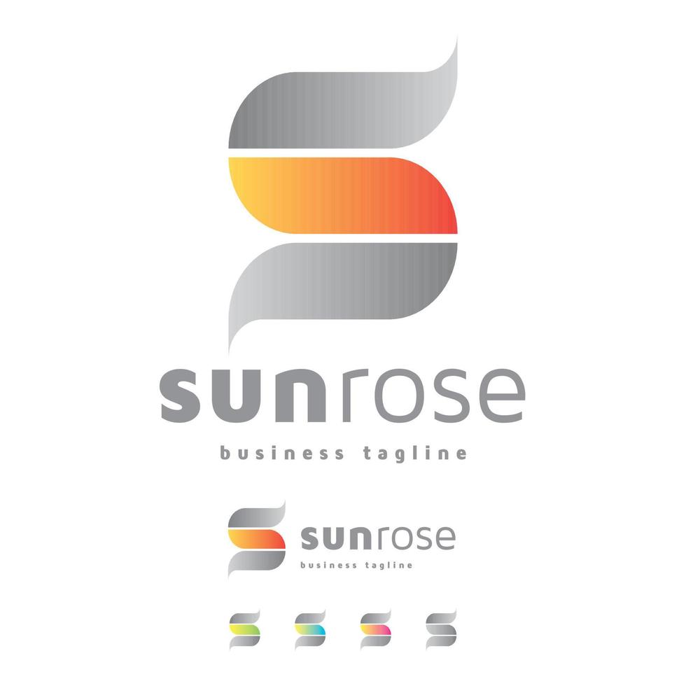 design do logotipo da marca corporativa da rosa do sol vetor