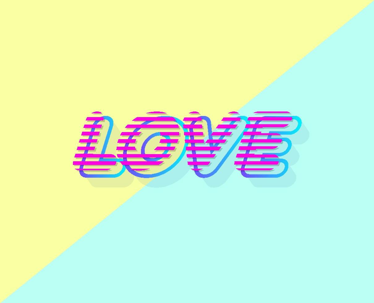sinal de amor vetorial em fundo rosa azul estilo colorido para promoção vetor