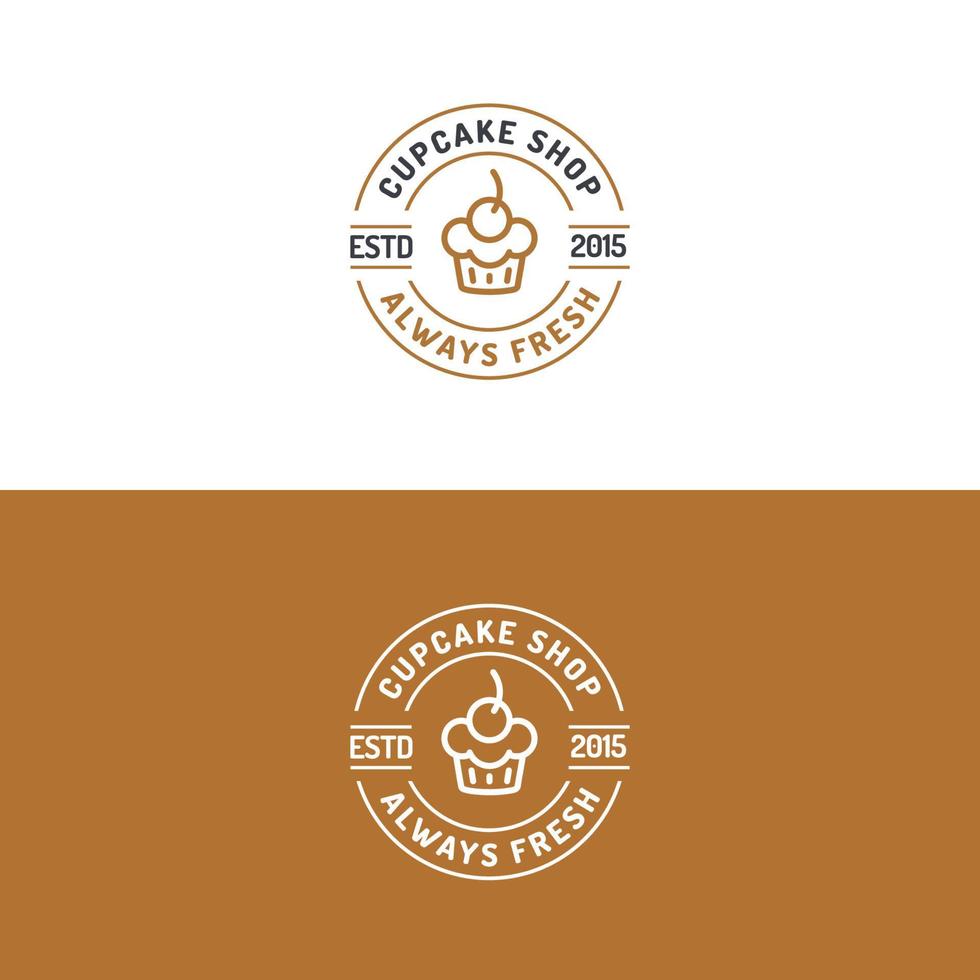 logotipo da loja de cupcakes definir estilo de linha moderno vetor