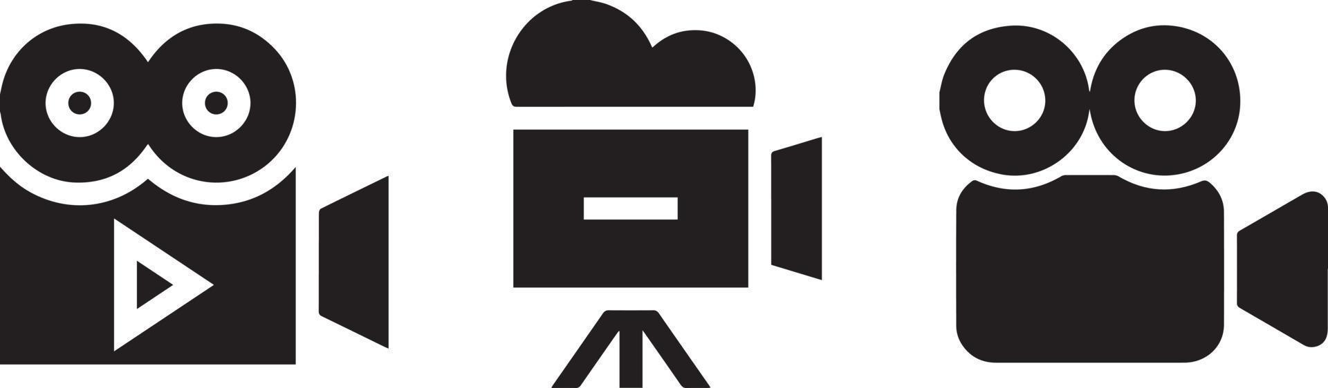 ícone de câmera de filme preto. sinal de câmera de filme vetor