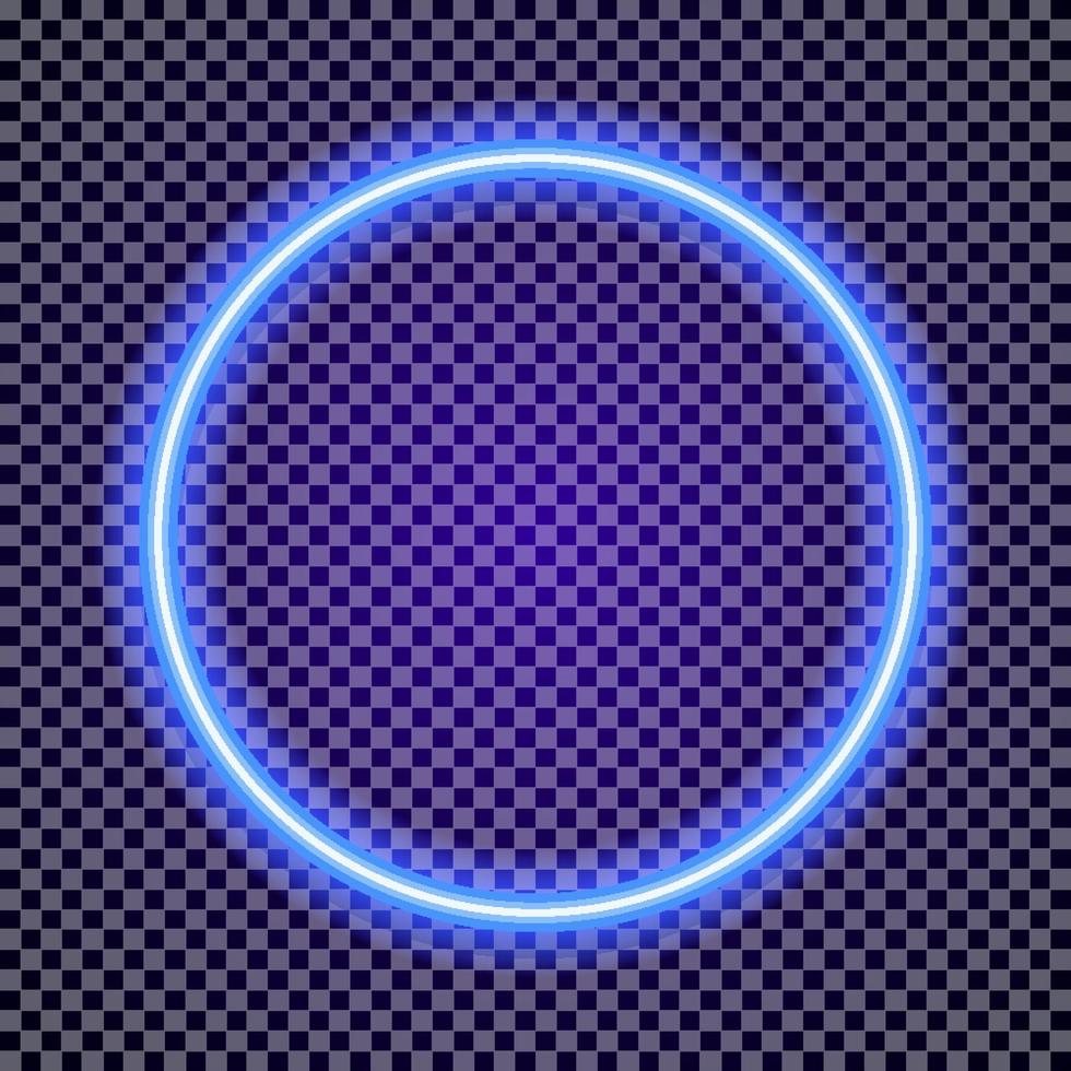vector neon circle frame cor ciano em fundo transparente