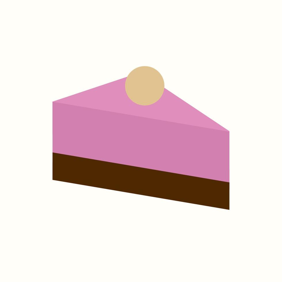 estilo de cor plana de ícone de vetor de pedaço de bolo
