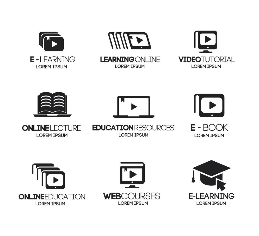 conjunto de vetores de logotipo de educação on-line