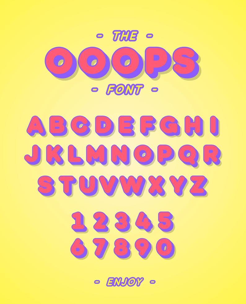 vetor alfabeto 3d inclinado estilo sem serifa. tipografia moderna de fonte colorida para livro infantil