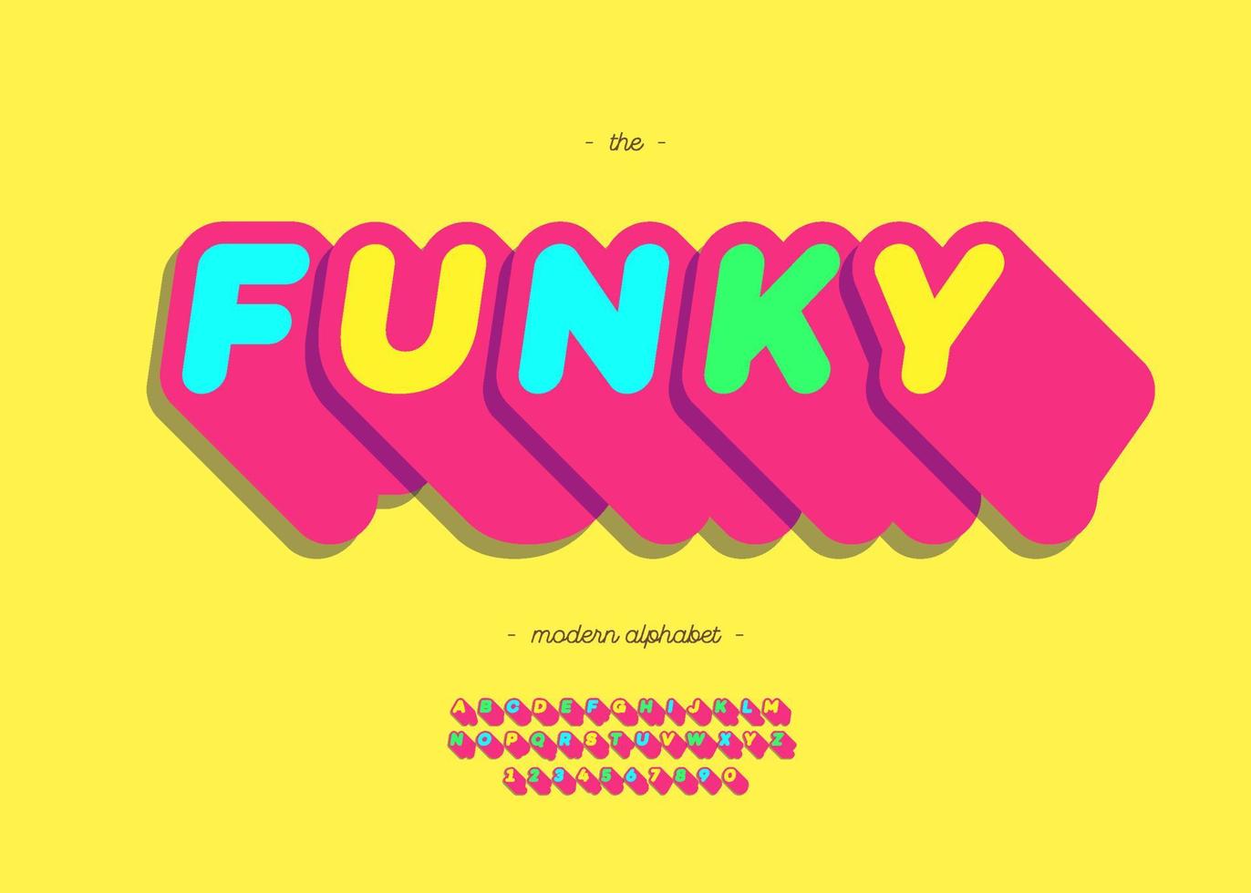 fonte funky 3d estilo fofo vetor