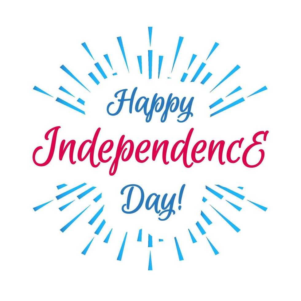 vetor feliz dia da independência americana com fogos de artifício em fundo branco
