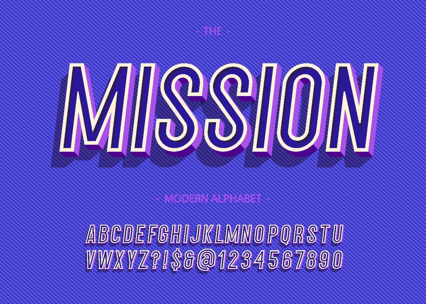 vetor alfabeto missão em negrito tipografia na moda