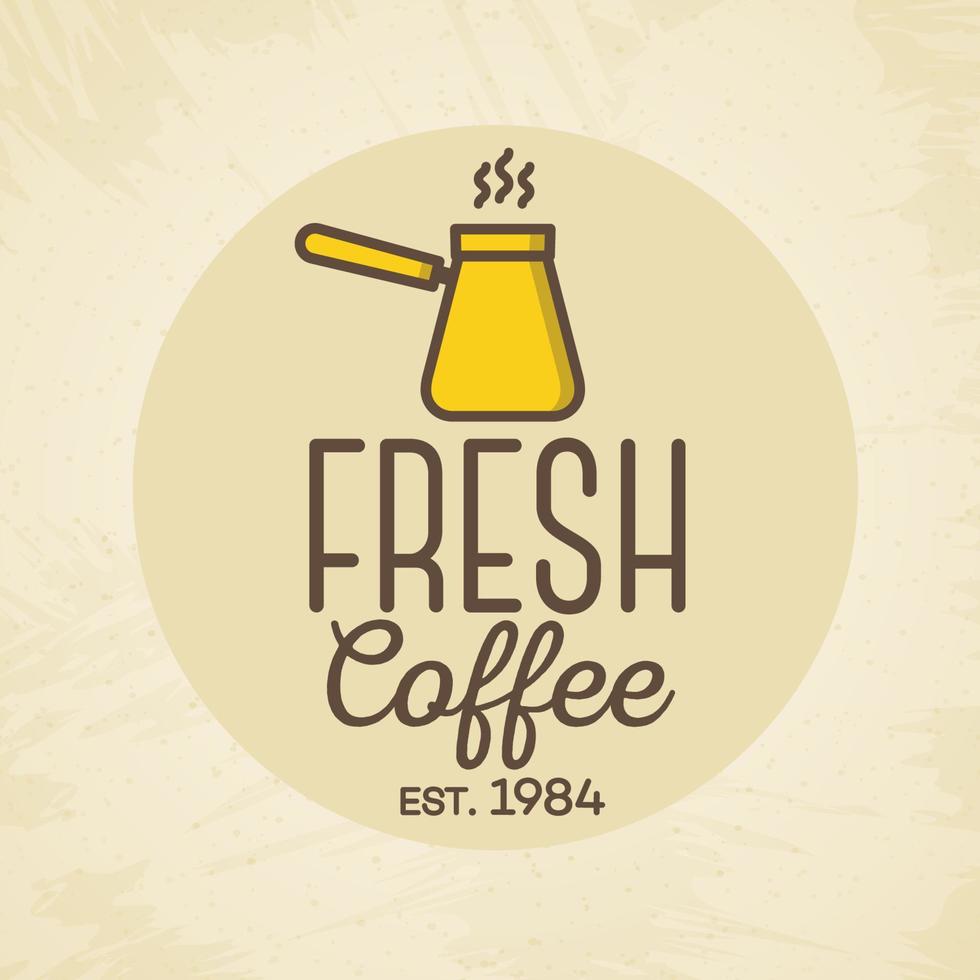 logotipo de café fresco com estilo de cor de xícara isolado no fundo para café, cafeteria, restaurante vetor