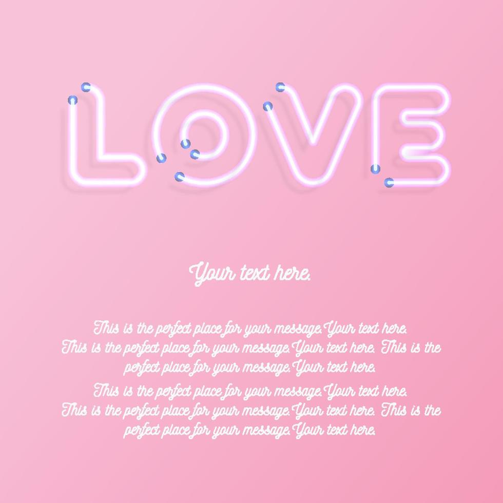 cartão de amor com espaço de cópia em fundo rosa para promoção vetor