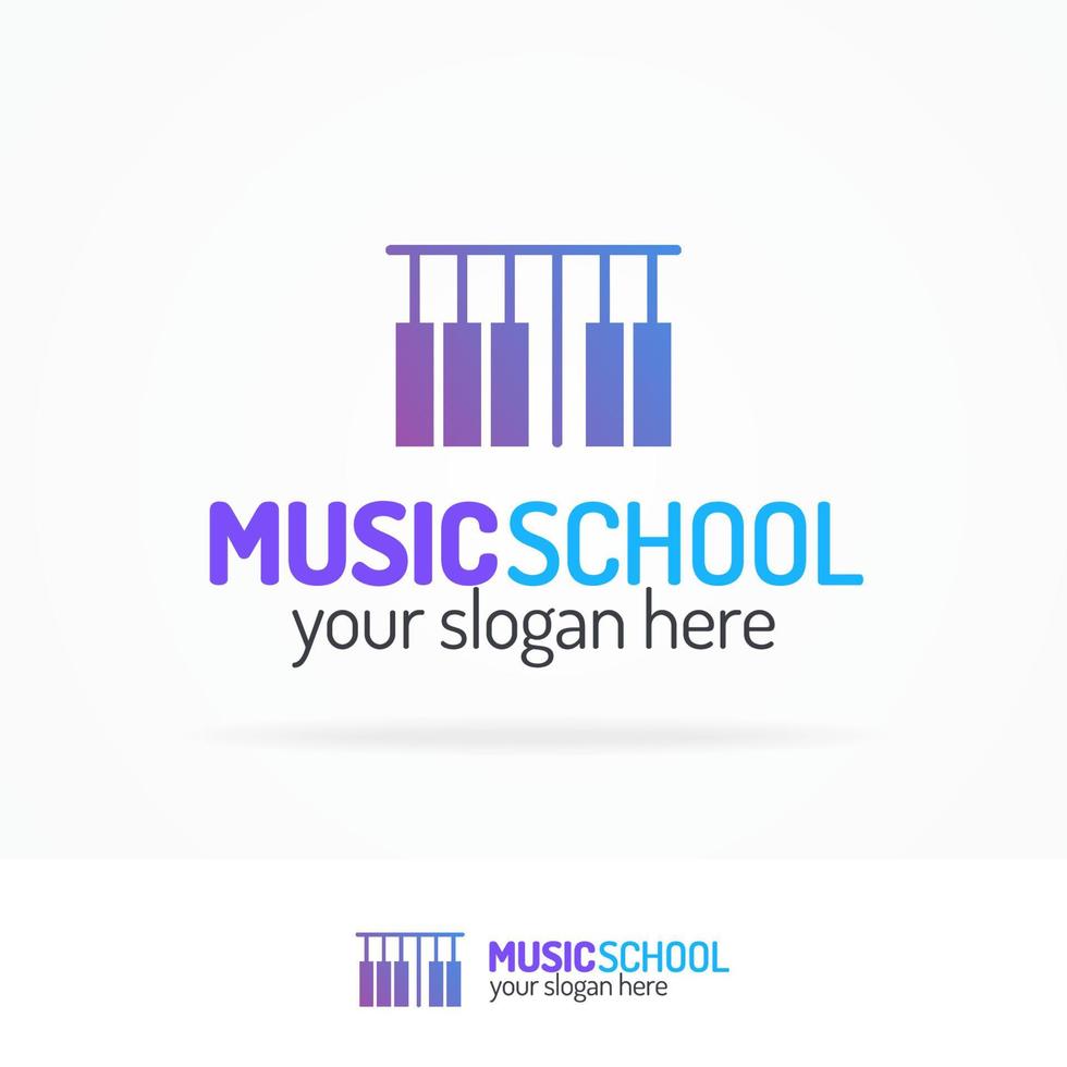 logotipo da escola de música definir estilo de cor moderno vetor