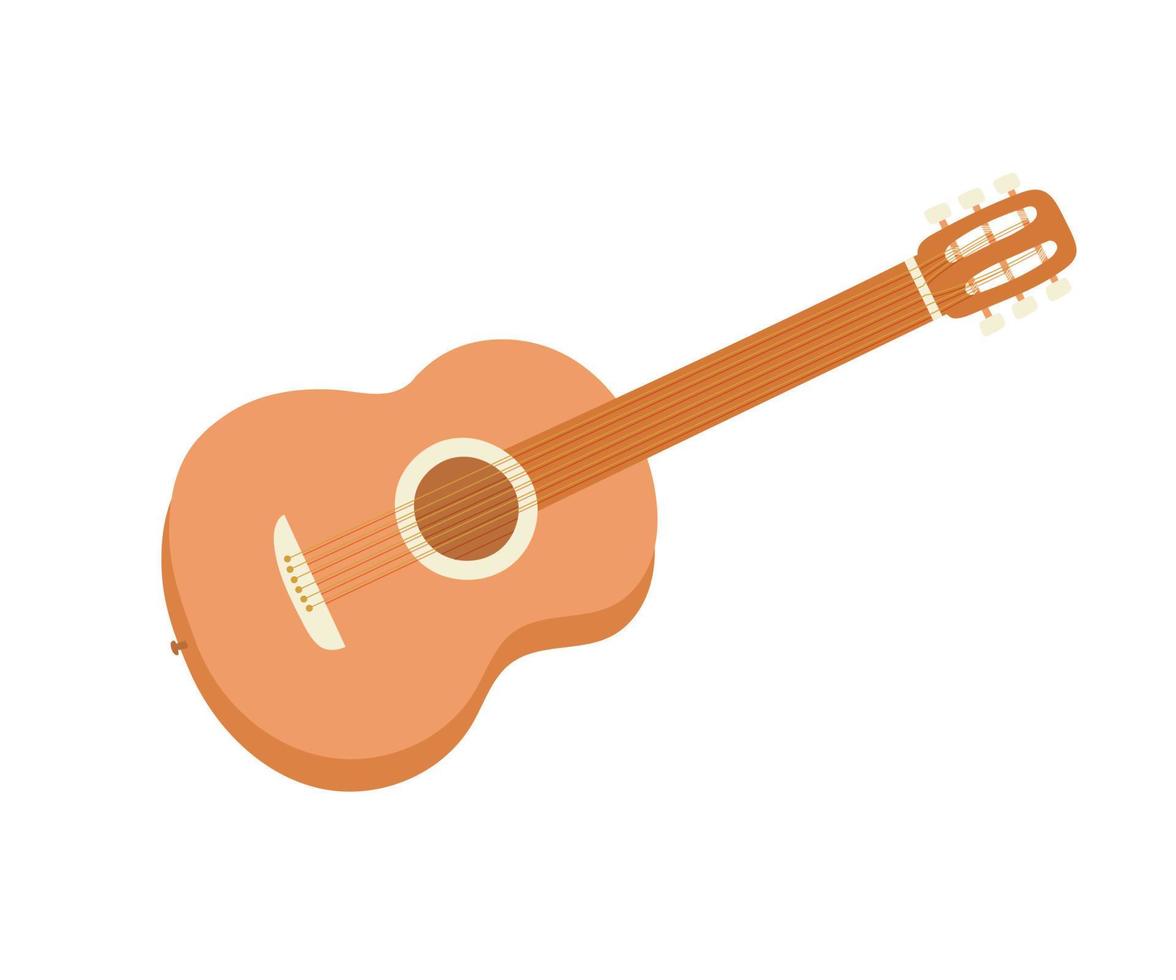 estilo de desenho animado de guitarra acústica para cartaz vetor