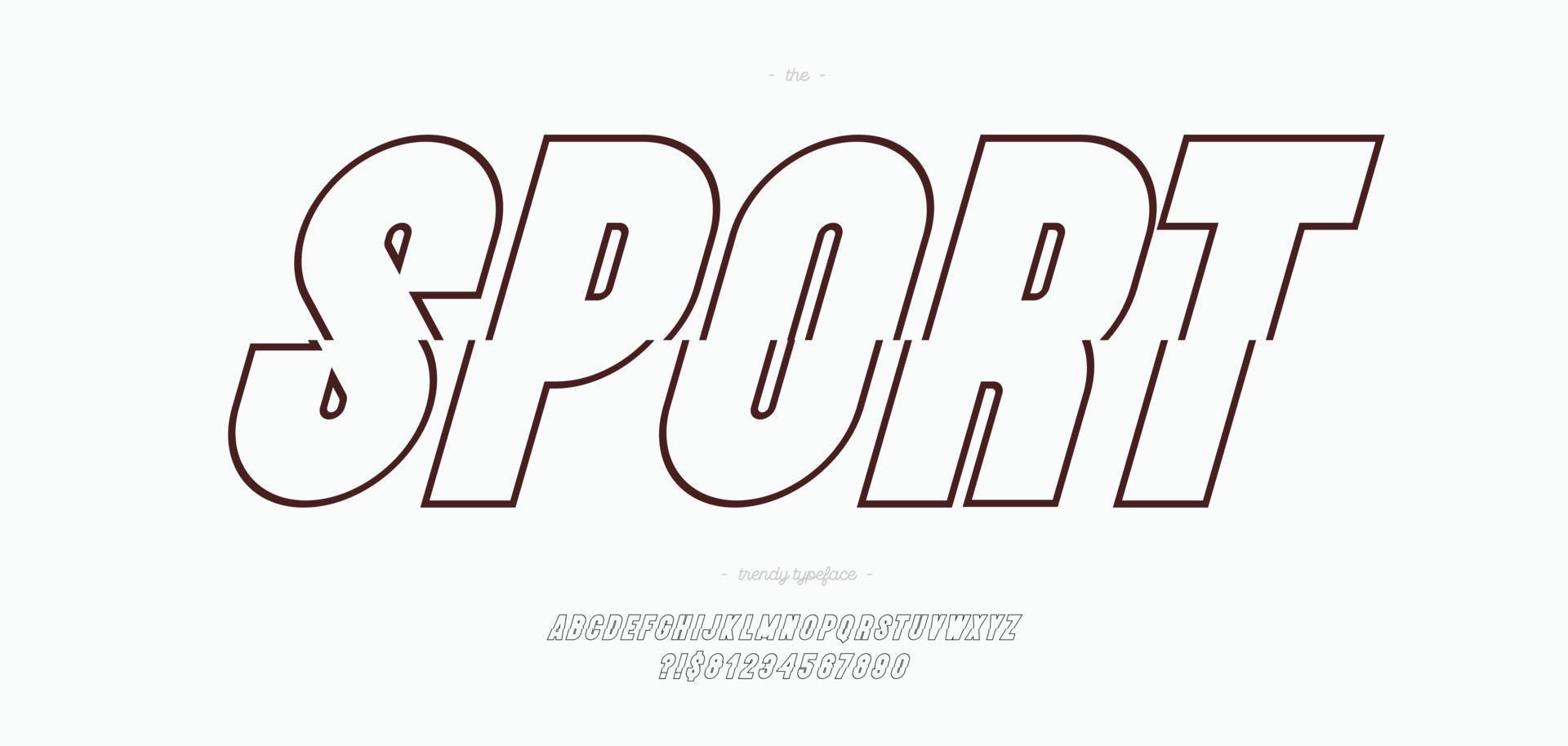 estilo de linha de tipografia moderna de fonte de esporte vetorial vetor