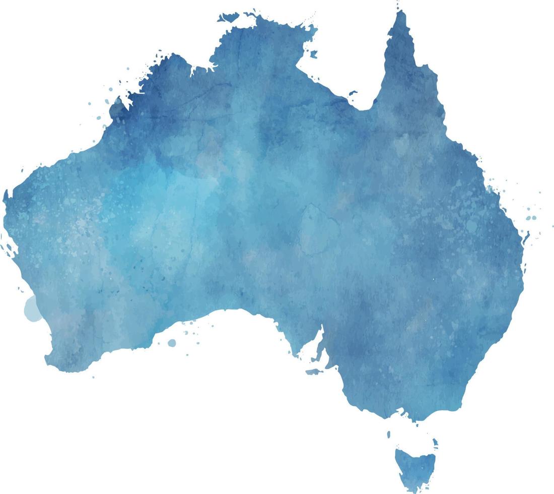 mapa em aquarela azul da austrália vetor