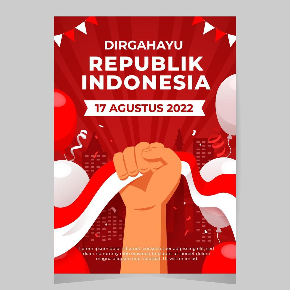 modelo de cartaz dirgahayu republik indonésia vetor