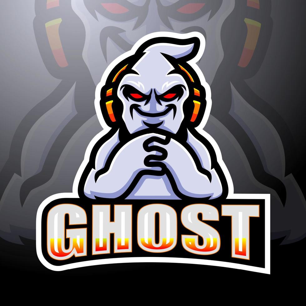 design de logotipo de esport de mascote de jogos fantasma vetor