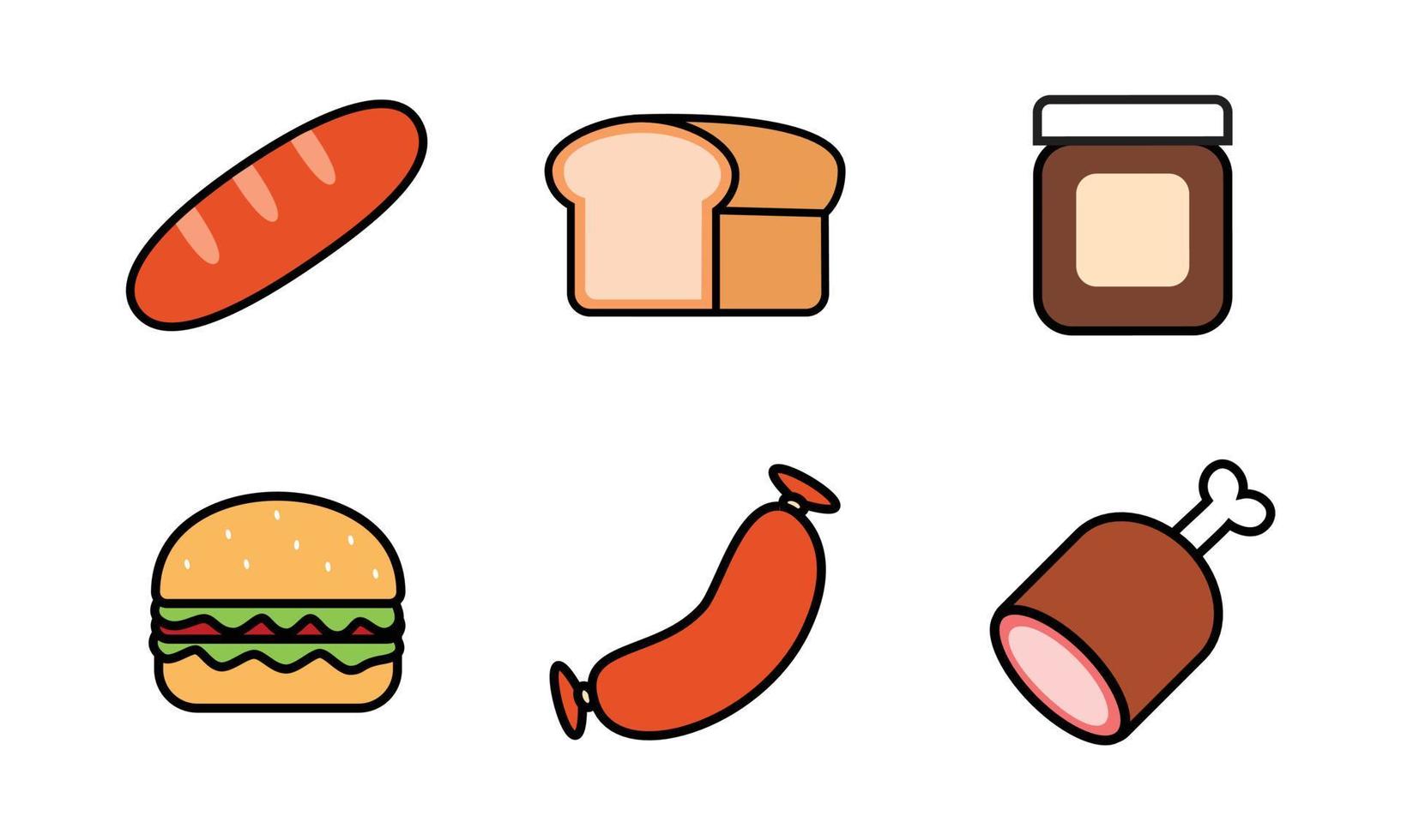 conjunto de ilustração de ícone do vetor de fast-food. conceito de comida simples e colorida