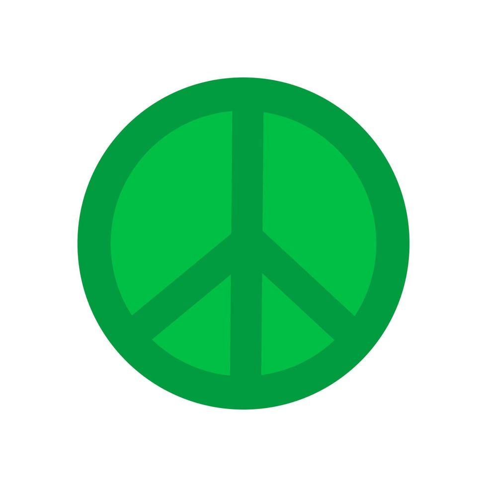 ilustração isolada de vetor de paz verde hippie de 1970
