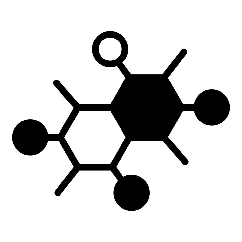 ícone de glifo de vetor molecular, ícone de escola e educação