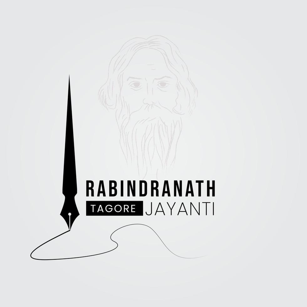 rabindranath tagore jayanti celebração post de mídia social vetor