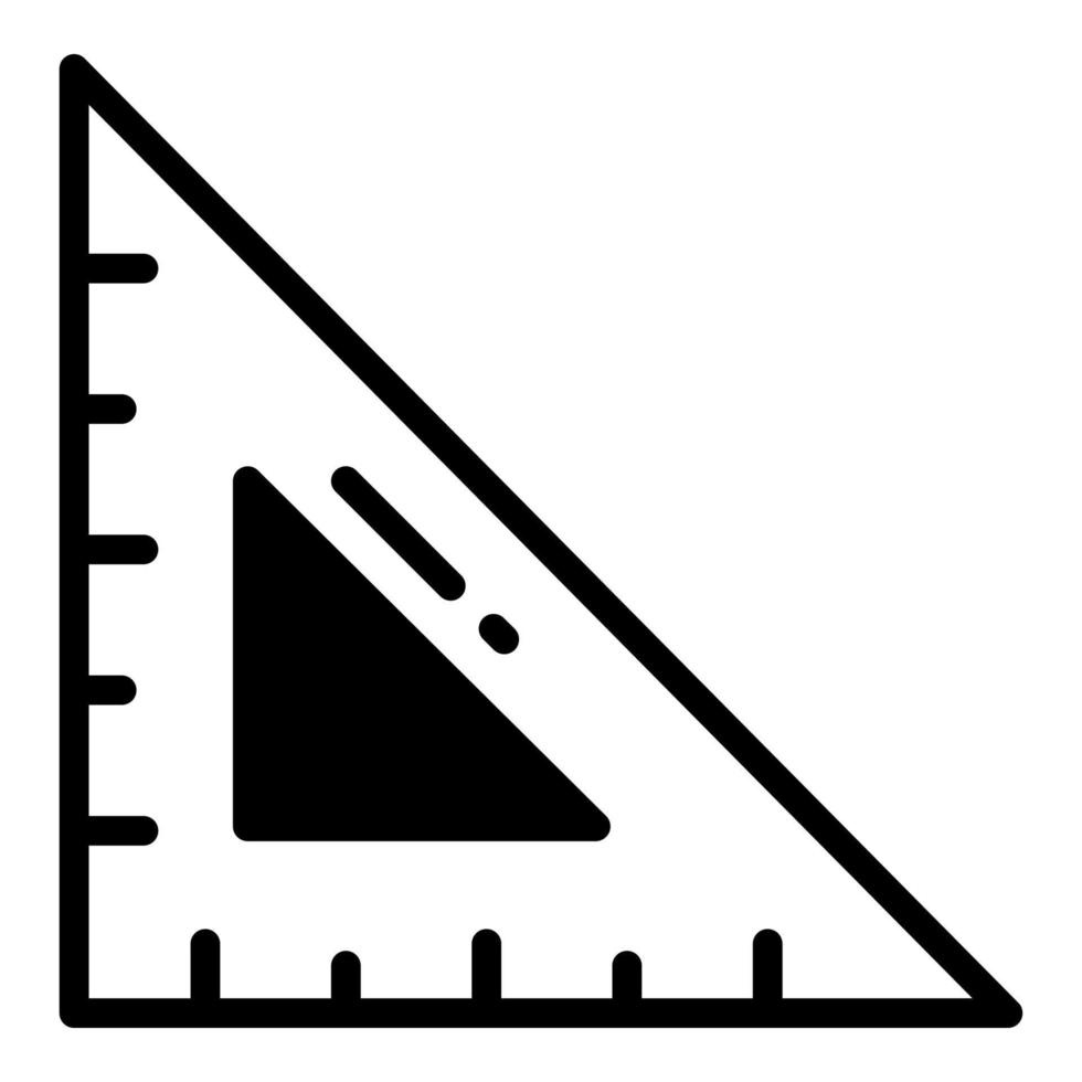 ícone de glifo de vetor de régua quadrada, ícone de escola e educação