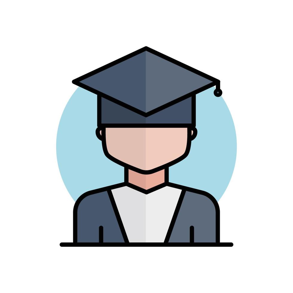 vetor de ícone de estudante. Educação . graduação. estilo de ícone de linha preenchida. design ilustração moderna editável