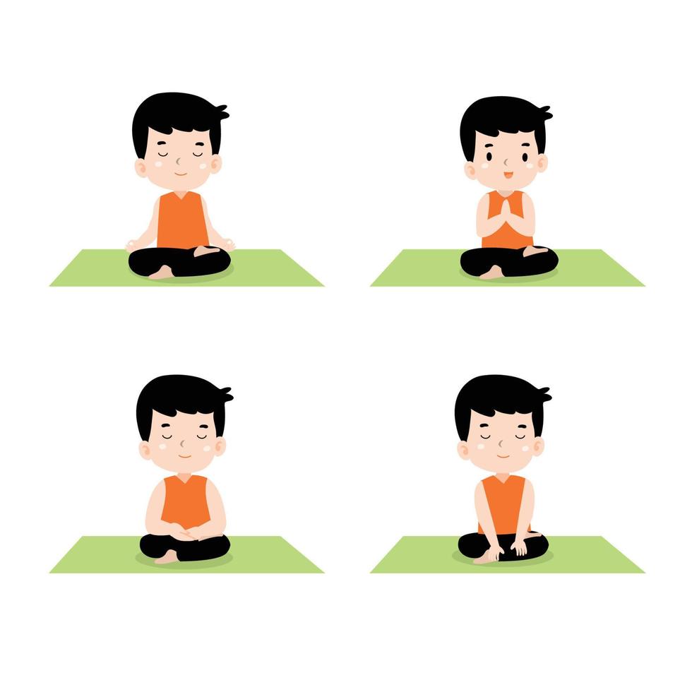 conceito de ioga de pose de meditação infantil vetor