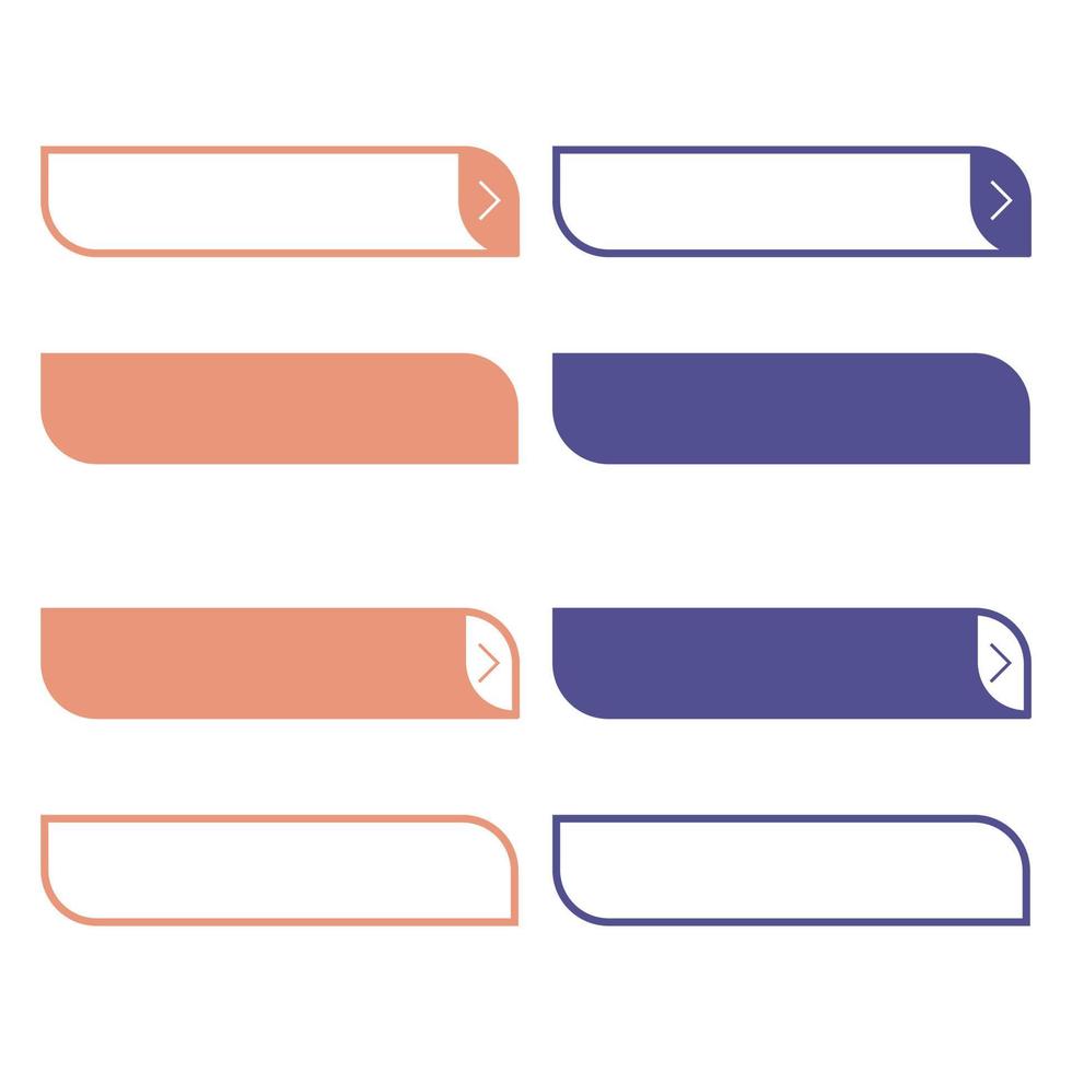 um conjunto de botões para um site de cores de tendências. oito chaves diferentes. vetor