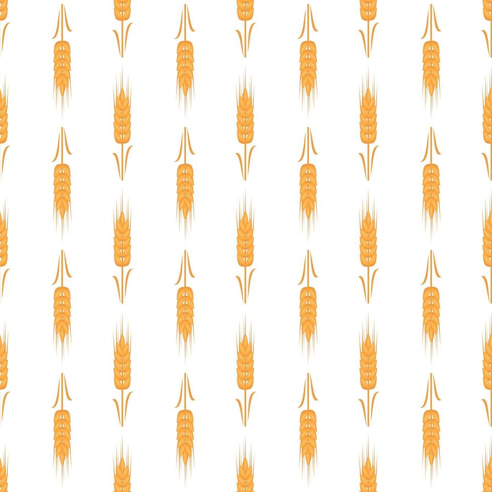 padrão sem emenda com espiga de trigo dourada sobre fundo branco. impressão de grãos para fazer farinha, assar pão e outros alimentos. ilustração vetorial plana vetor