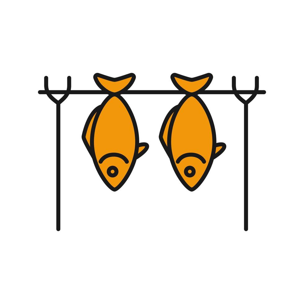 ícone de cor de peixe grelhado. secar peixe. ilustração vetorial isolada vetor