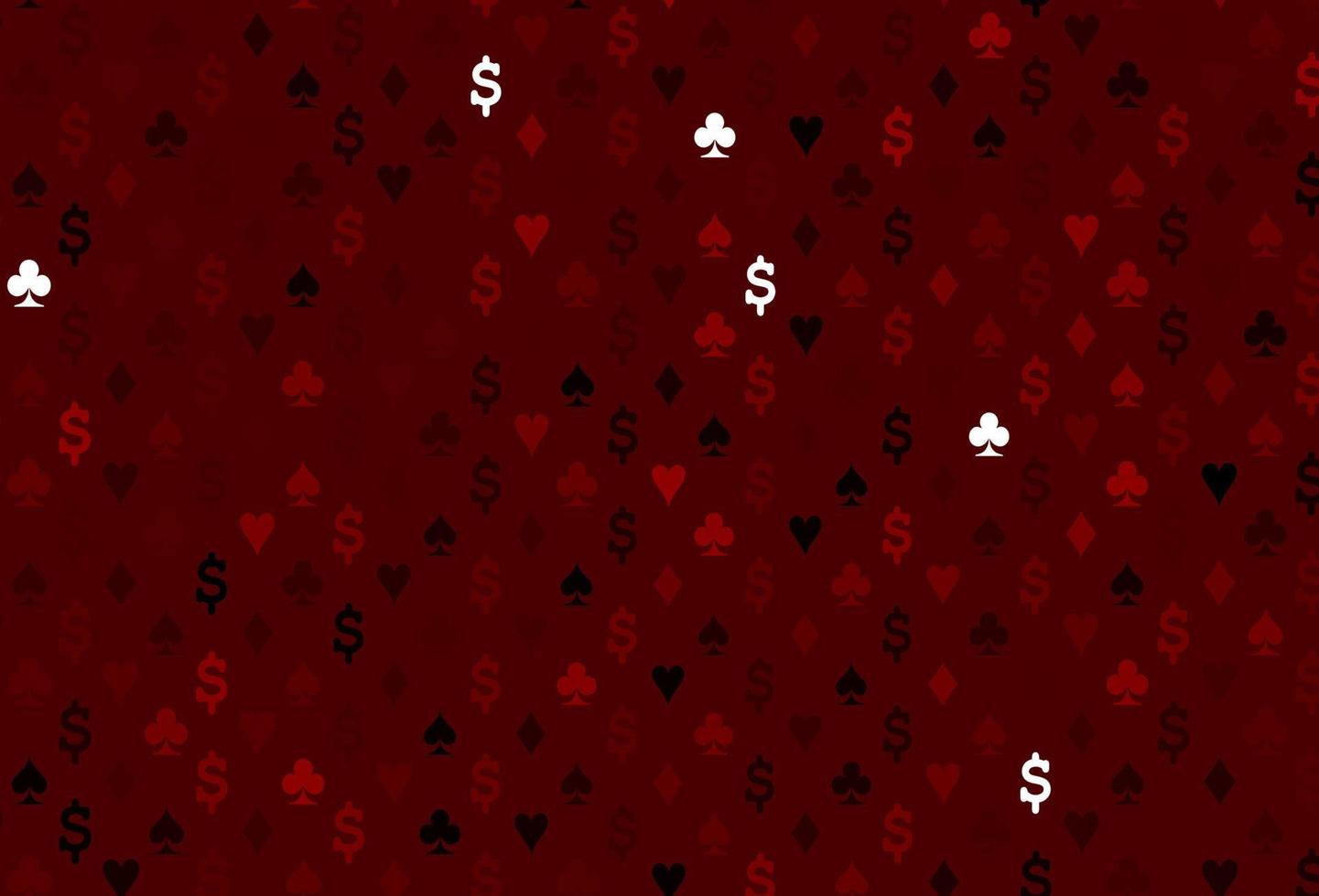 modelo de vetor vermelho escuro com símbolos de pôquer.